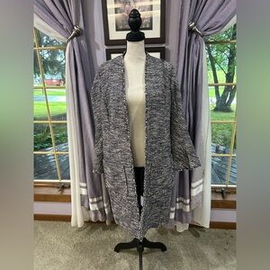Emerson Rose Open-Front Tweed Cardigan